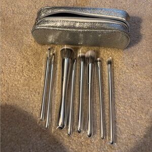 Silver Makeup Brush Set with Case